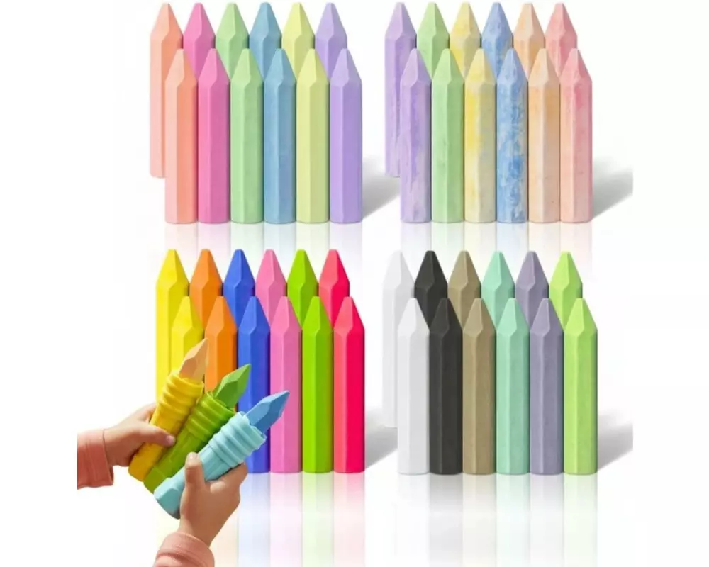 alldoro Strassenmalkreide Set mit Haltern (48 Teile)