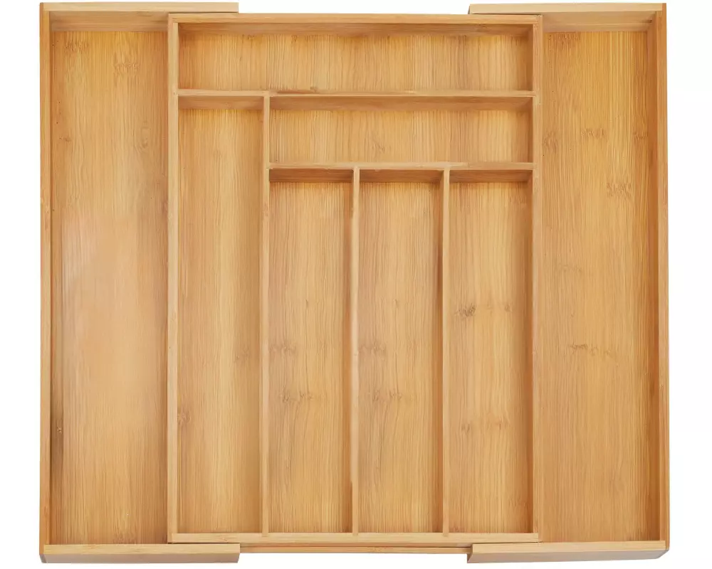 relaxdays Besteckkasten ausziehbar Hellbraun