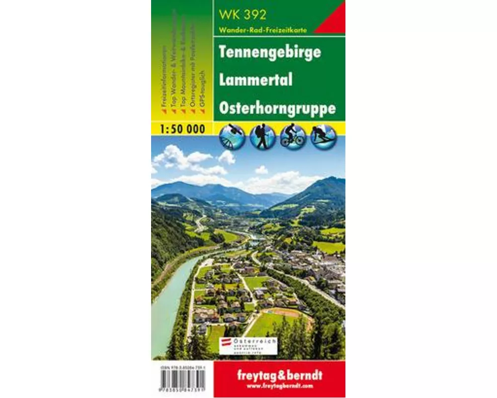Tennengebirge - Lammertal - Osterhorngruppe, Wanderkarte 1:50.000, freytag & berndt, WK 392