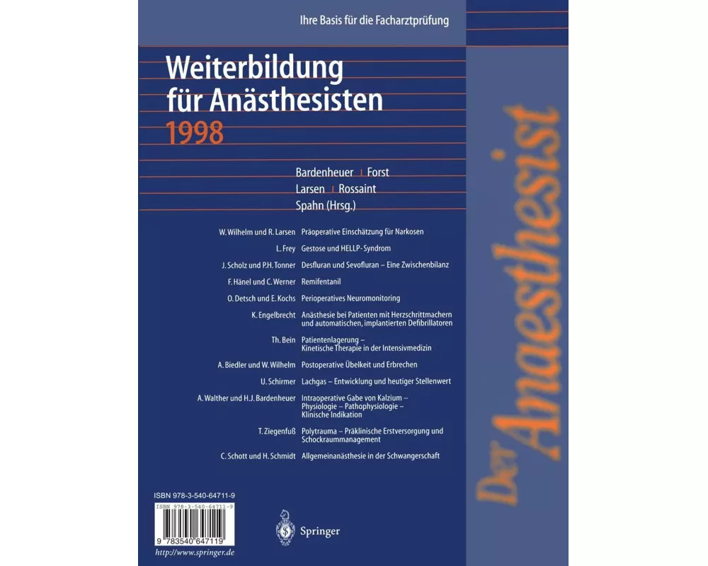 Der Anaesthesist Weiterbildung für Anästhesisten 1998