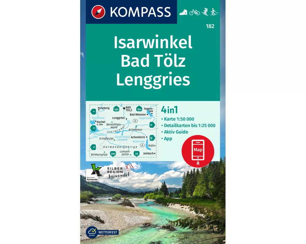 KOMPASS Wanderkarte 182 Isarwinkel, Bad Tölz, Lenggries 1:50.000