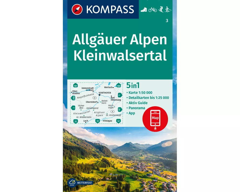 KOMPASS Wanderkarte 3 Allgäuer Alpen, Kleinwalsertal 1:50.000