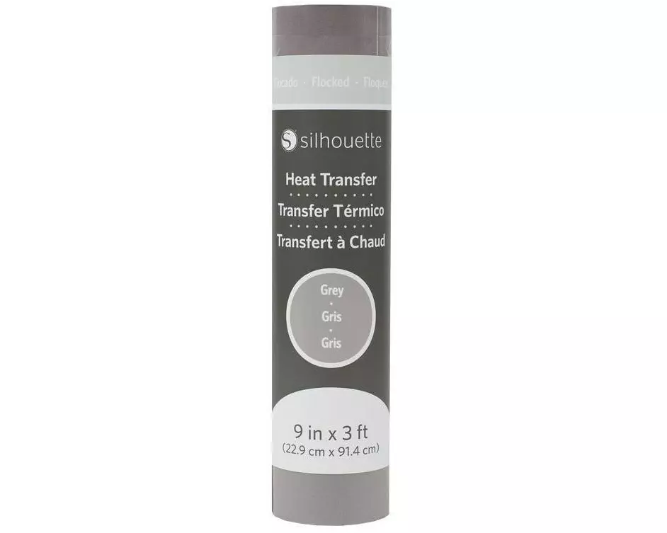 Silhouette Aufbügelfolie 22.9 cm x 91.4 cm Grau, beflockt