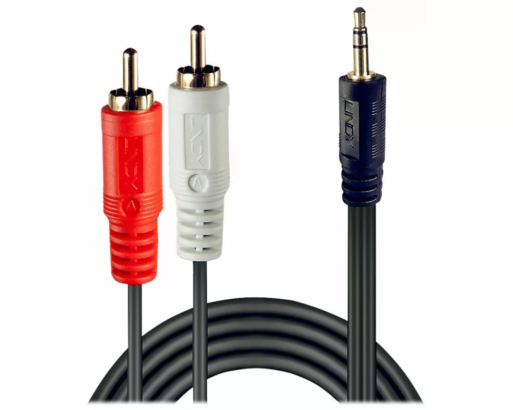 LINDY Premium Line Audio Cable, Stereo, 2xRCA-3.5mm M-M, 5m