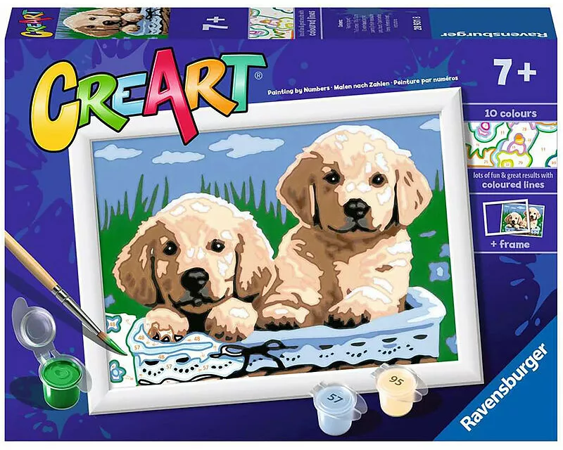 Malen nach Zahlen, CreArt. Cute Puppies