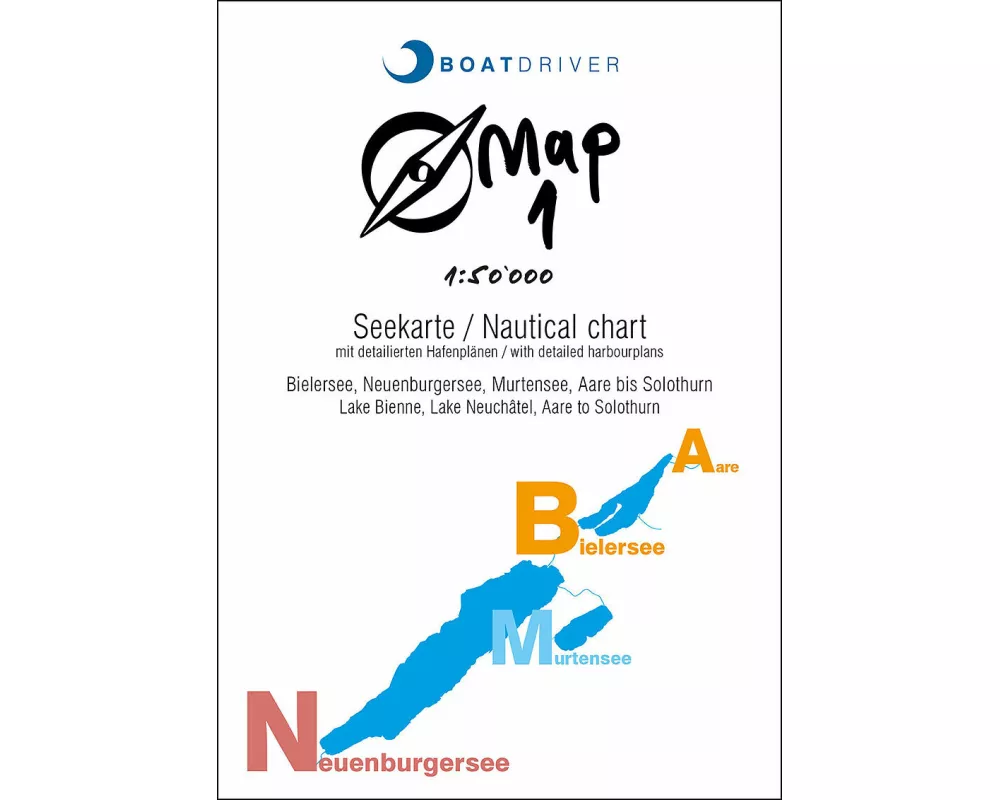 BoatDriver-Map-1 - Bielersee, Neuenburgersee, Murtensee, Aare bis Solothurn
