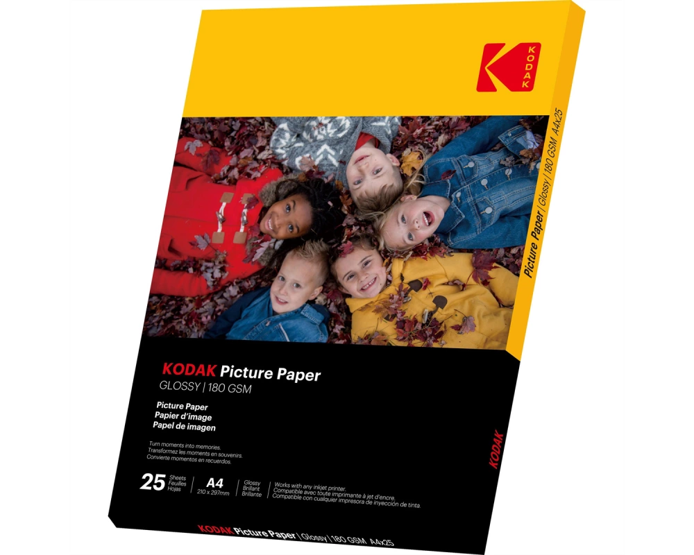 Kodak Fotopapier - 25 Blatt A4, 180g/qm, 21cm x 29.7cm, glänzend