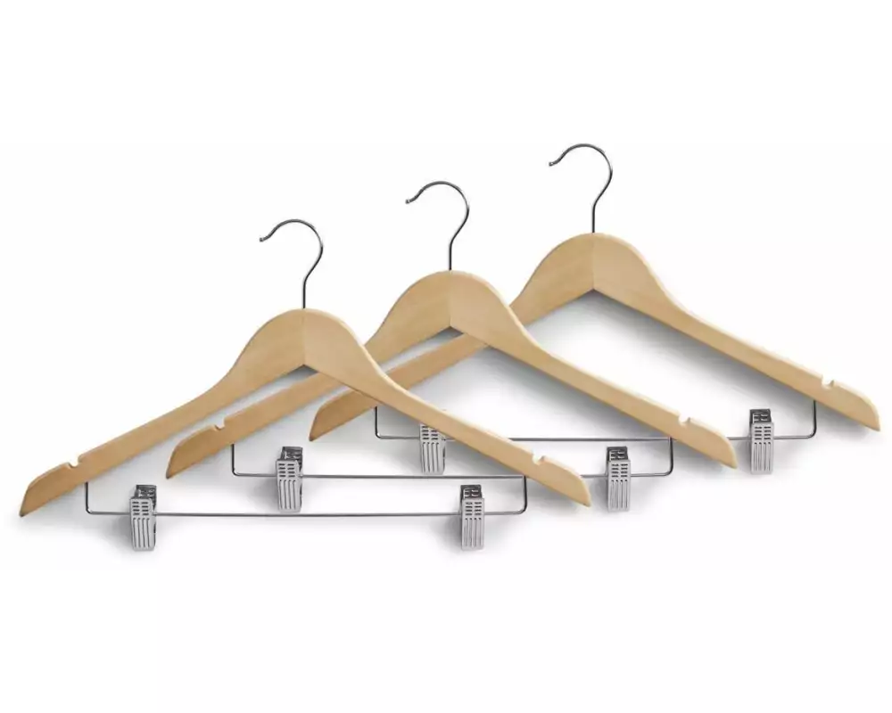 Zeller Present Kleiderbügel 3er Set mit Clips 3 Stück, Beige