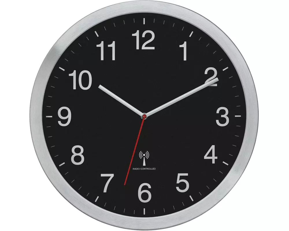 TFA Dostmann Funk-Wanduhr XL Schwarz