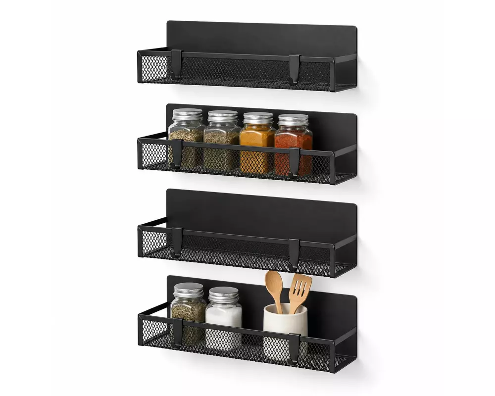 relaxdays Gewürzregale Schwarz 4er Set