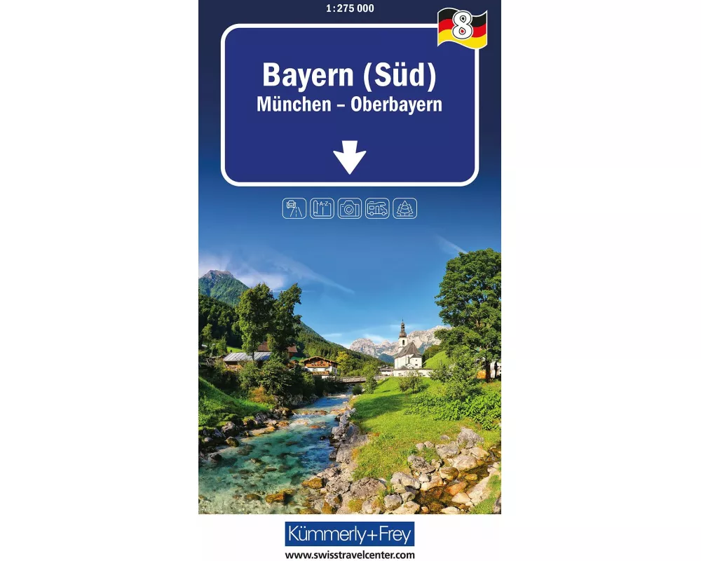 Kümmerly+Frey Regional-Strassenkarte 8 Bayern Süd 1:275.000