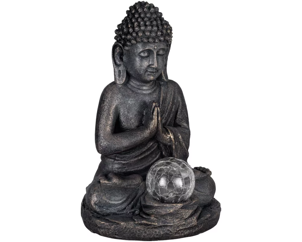 EGLO Leuchten Gartenlicht Solardekoration Buddha, 27 cm, Grau
