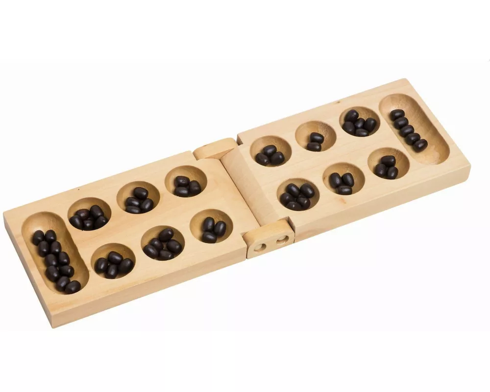 Kalaha-Spiel im Baumwollbeutel, Klappformat