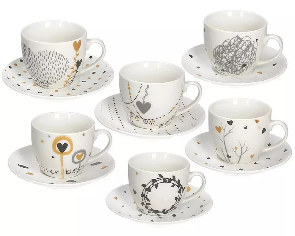 Tognana Tognana Kaffeetassen-Set Goldy 200 ml, 6 Stück, Mehrfarbig