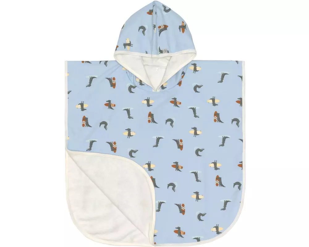 Lässig Baby-Poncho Krokodil Hellblau, One Size
