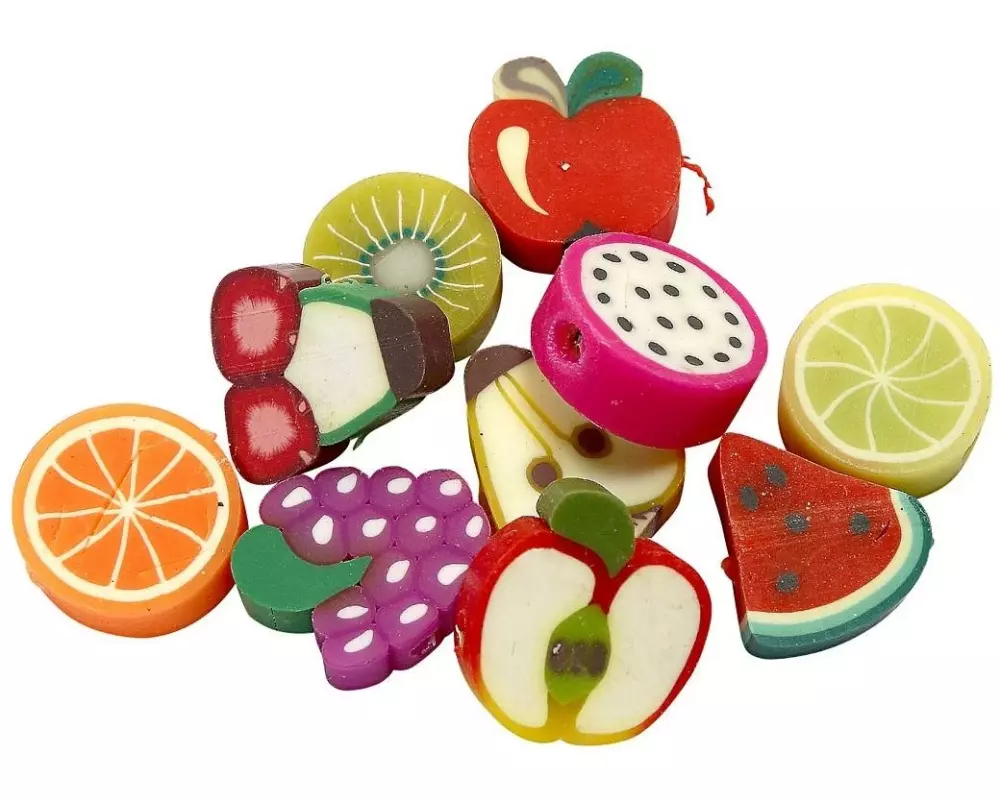 Creativ Company Perlen Ton Figurperlen 60 Stück, Frucht
