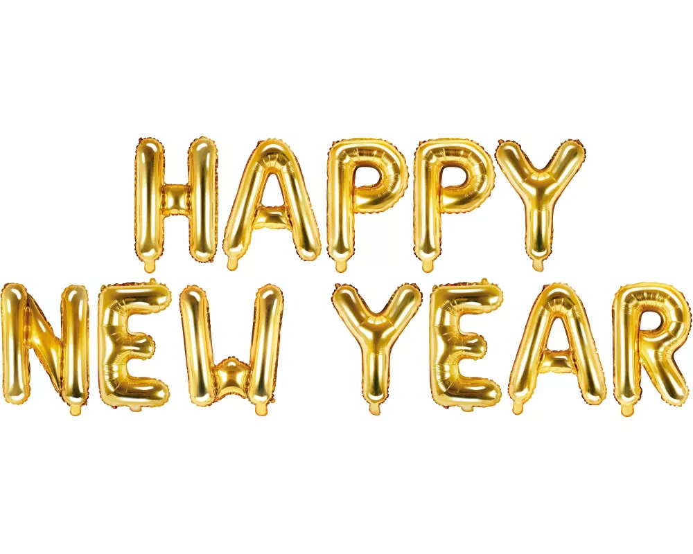 Partydeco Folienballon Happy New Year Gold, 370 x 35 cm, 1 Stück
