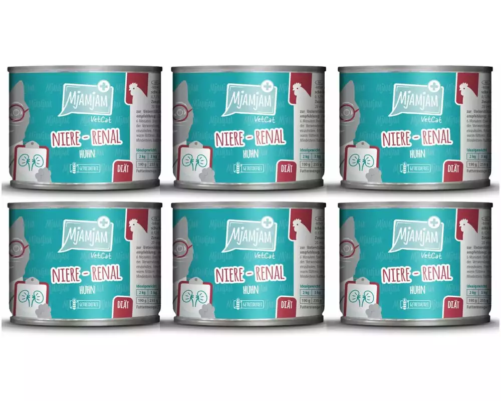 Mjamjam VetCat Nassfutter Niere-Renal Huhn, 6 x 200g