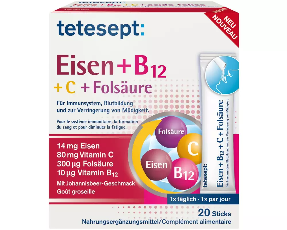 tetesept Eisen + B12 Direktstick 20 Stück