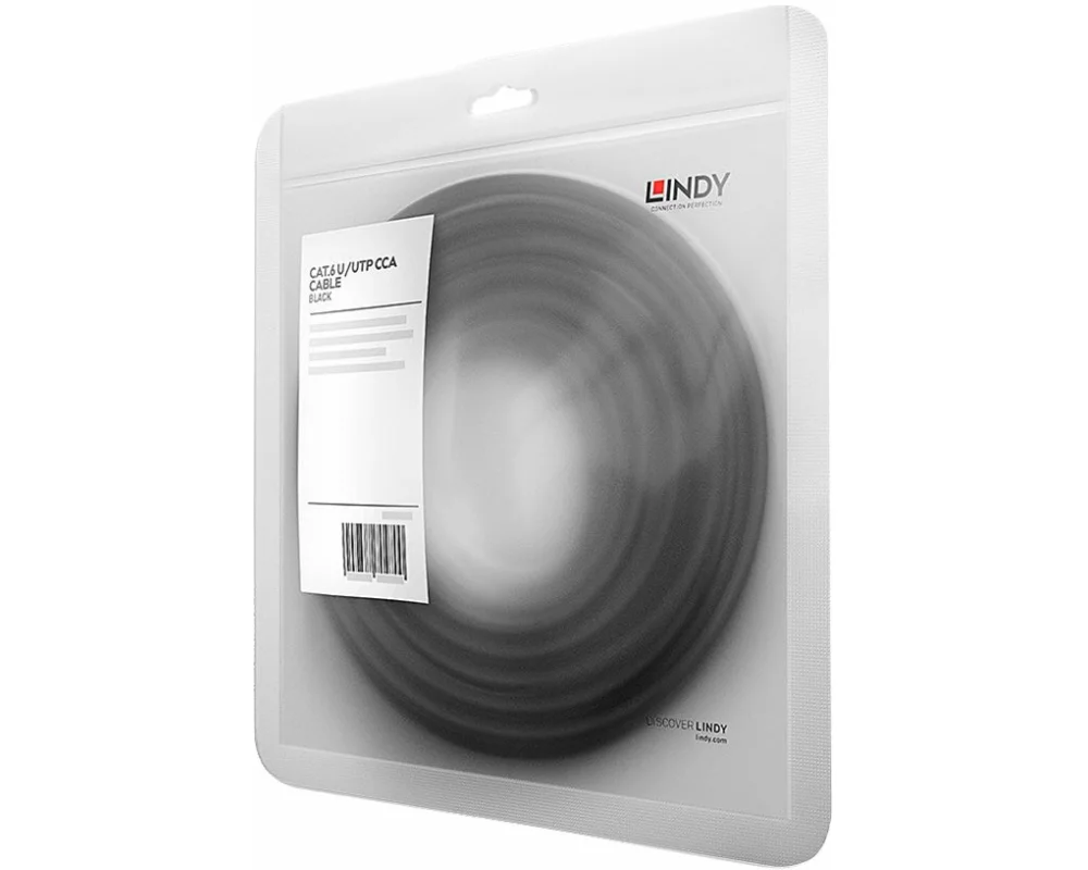 LINDY Basic Cat.6 U/UTP Cable, black, 1m
