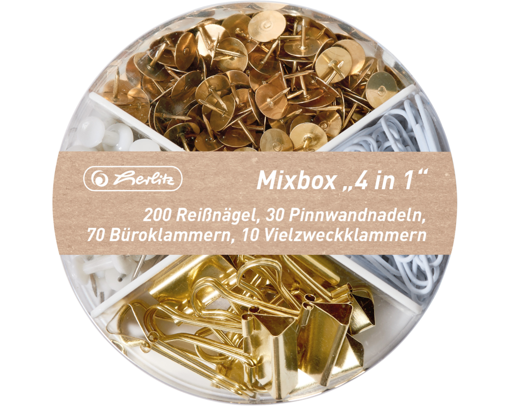 HERLITZ Mixbox 4 in 1 Pure Glam 50021833 Weiss, Gold 40 Blatt punktiert
