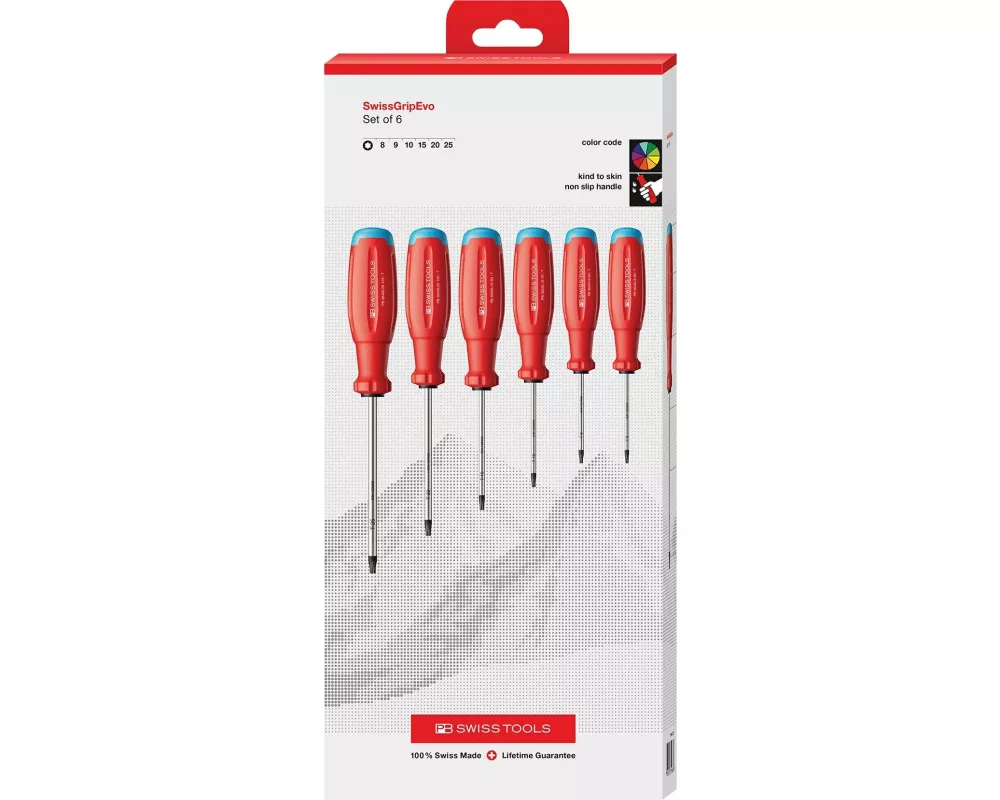 PB Swiss Tools Schraubenzieher-Set SwissGrip Evo Torx rot