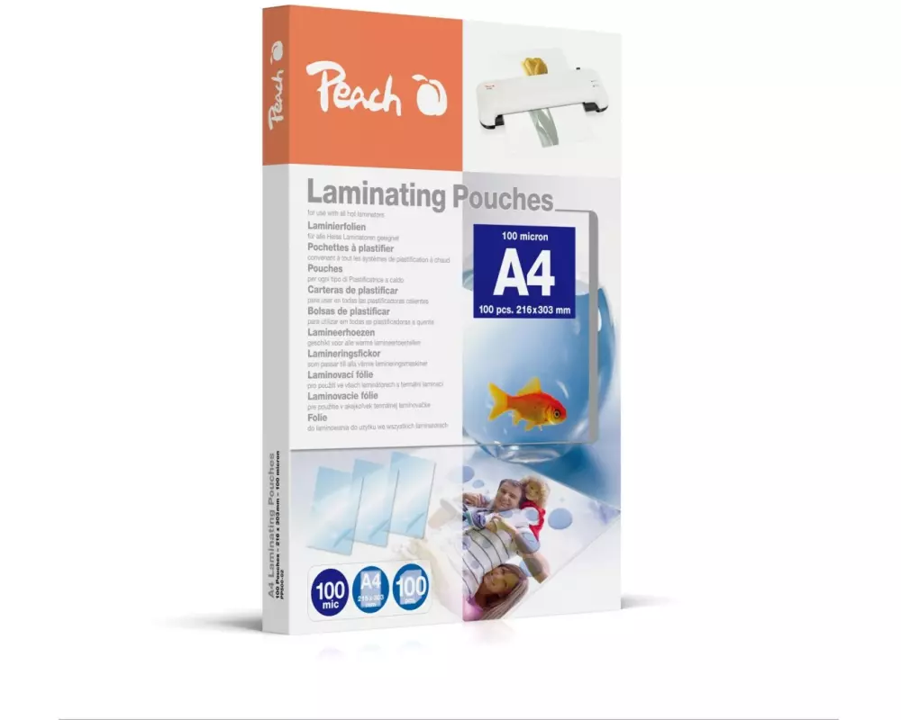 Peach Laminierfolie A4, 100 µm, 100 Stück, Glänzend