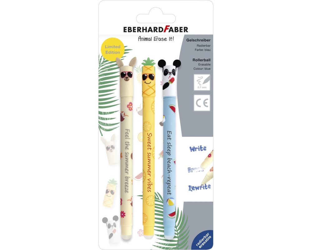 EBERHARD FABER Gelschreiber Erase It 0.7mm 582184 Sommer Edition 3 Stück