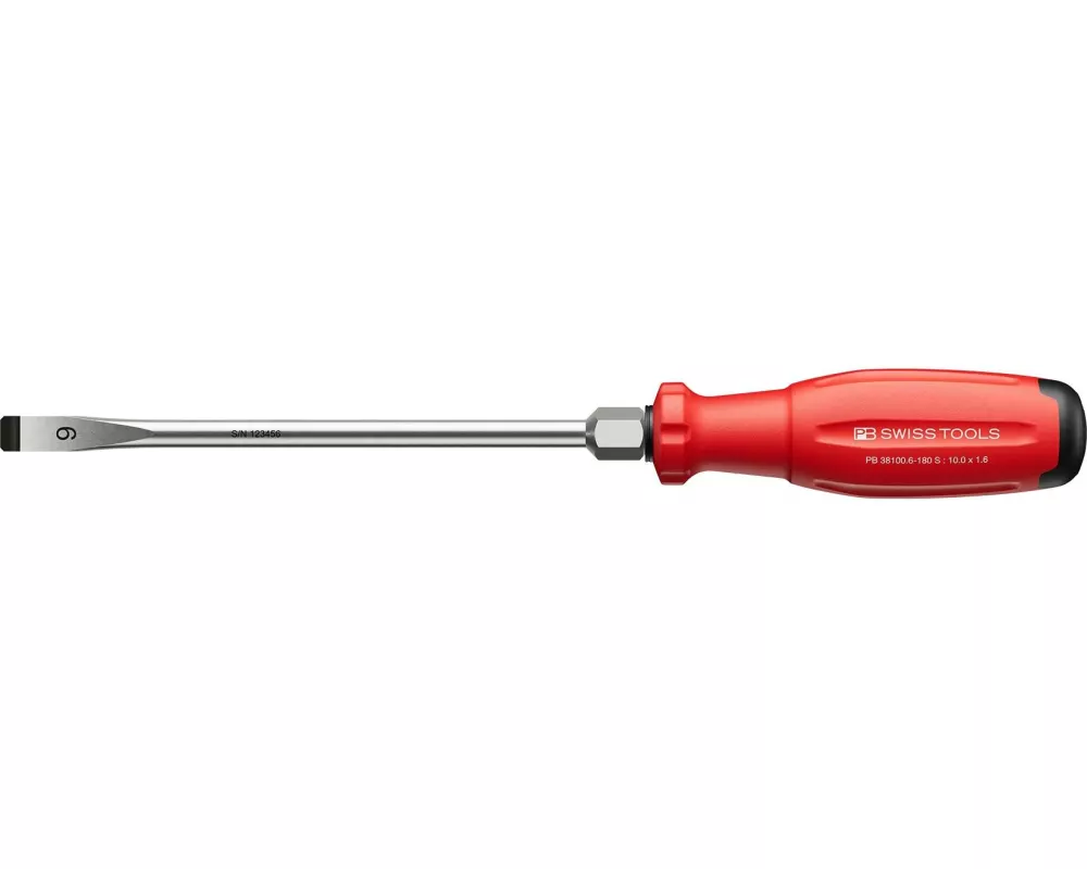 PB Swiss Tools Schlitz-Schraubenzieher PB 38100.6-180 S Sechskantansatz