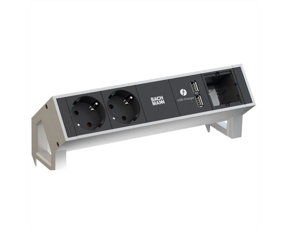 BACHMANN DESK2 2x Schutzkontakt 1x USB-Charger 1x ABD, GST18 Inox
