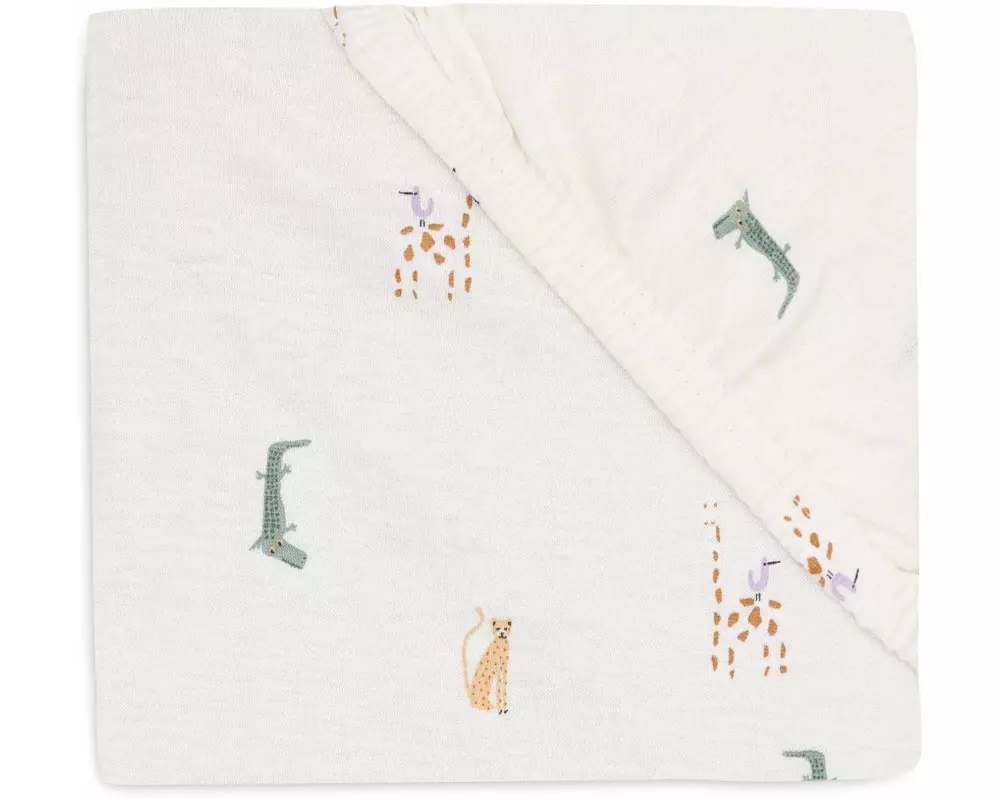 Jollein Fix-Leintuch Jungle Jambo 120 x 60 cm, Weiss