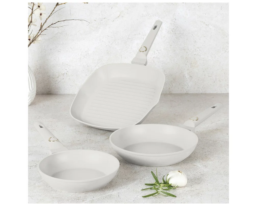 Berlinger Haus 3-teiliges Bratpfannen Set Ø 20/24/28cm matt cream Sahara Collection