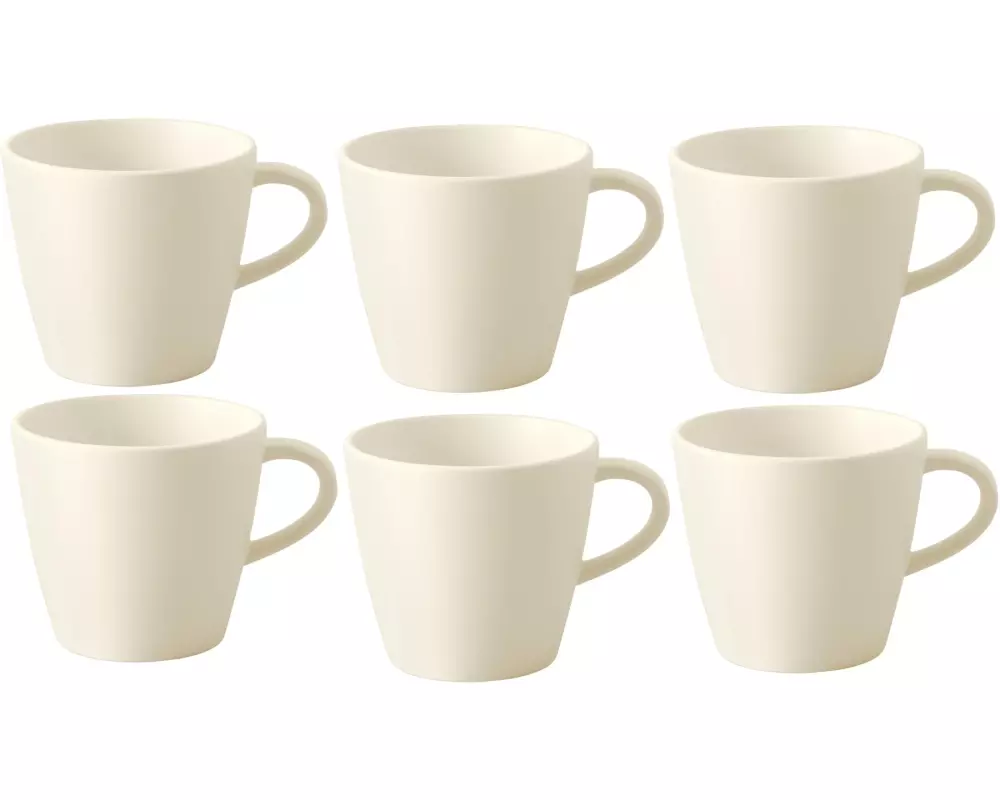 Villeroy & Boch Kaffeetasse Manufacture Rock 220 ml, 6 Stück, Crème/Weiss