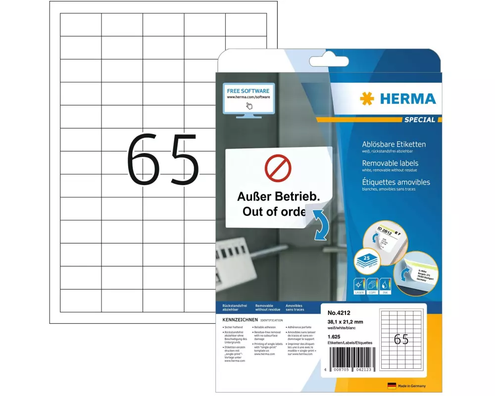 HERMA Universal-Etiketten 3.81 x 2.12 cm, 1625 Etiketten