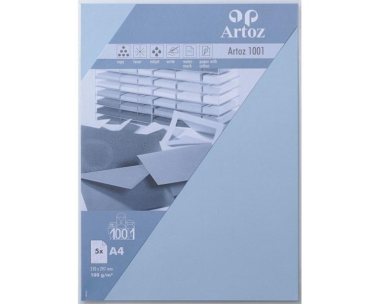 ARTOZ Papier 1001 A4 107796144 100g, pastellblau 5 Blatt