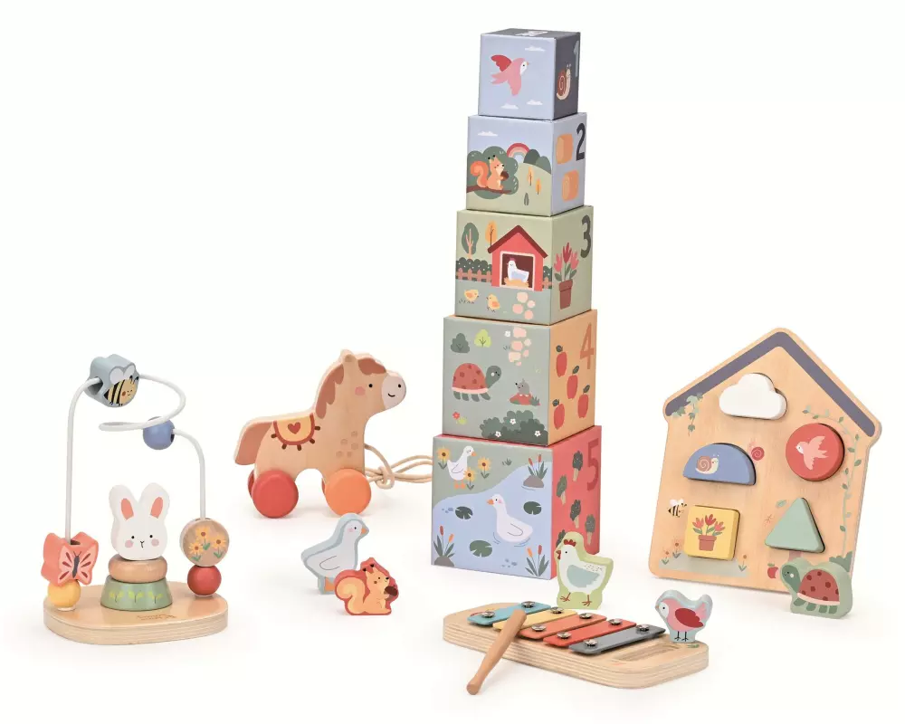 Spielba Holzspielwaren Stapelspielzeug Stapelturm, Spiel- und Lernbox