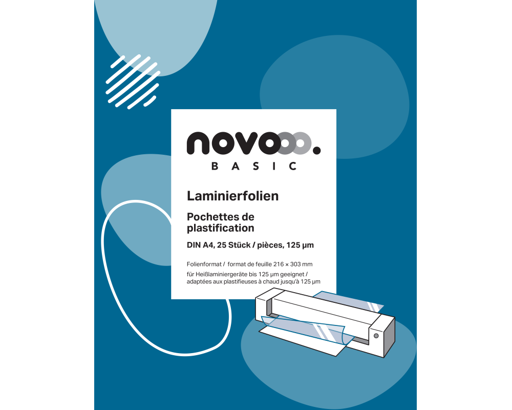 NOVOOO Laminierfolie A4 47070000 glanz, 125my 25 Stück