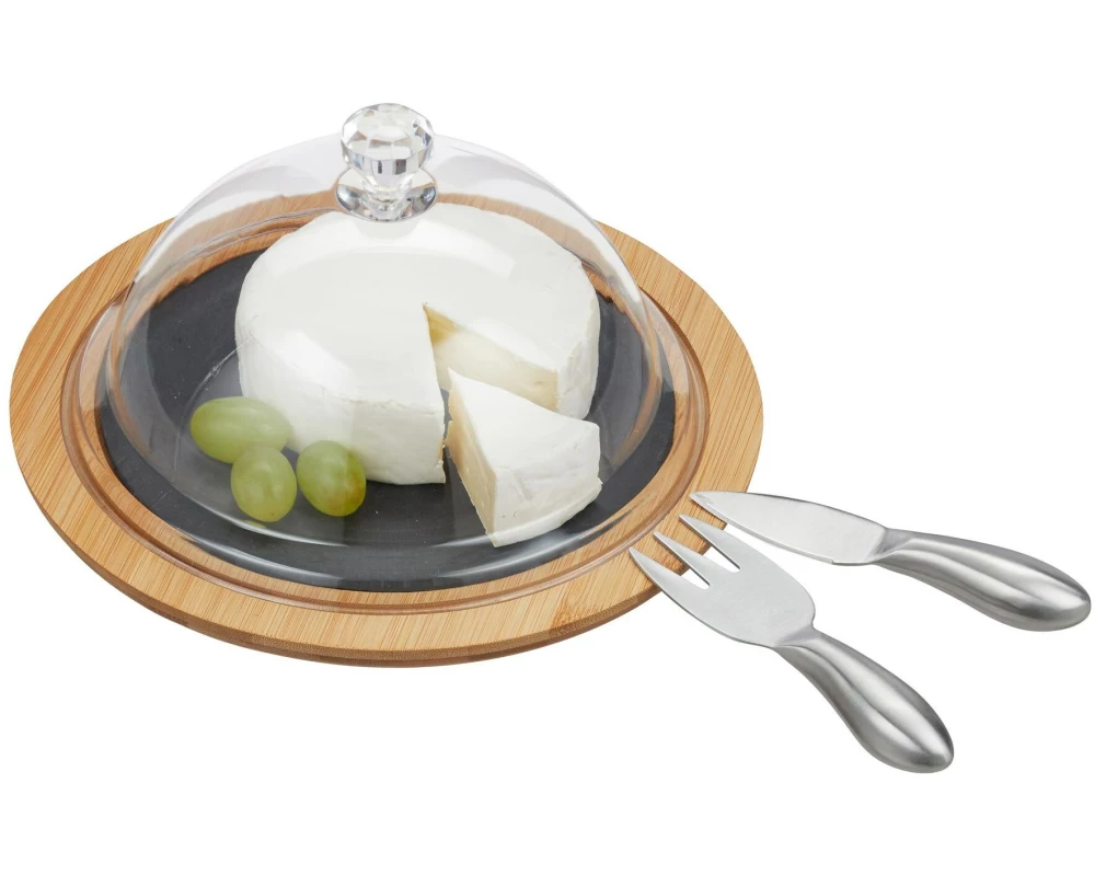 relaxdays Käseglocke mit Besteck 4-teilig