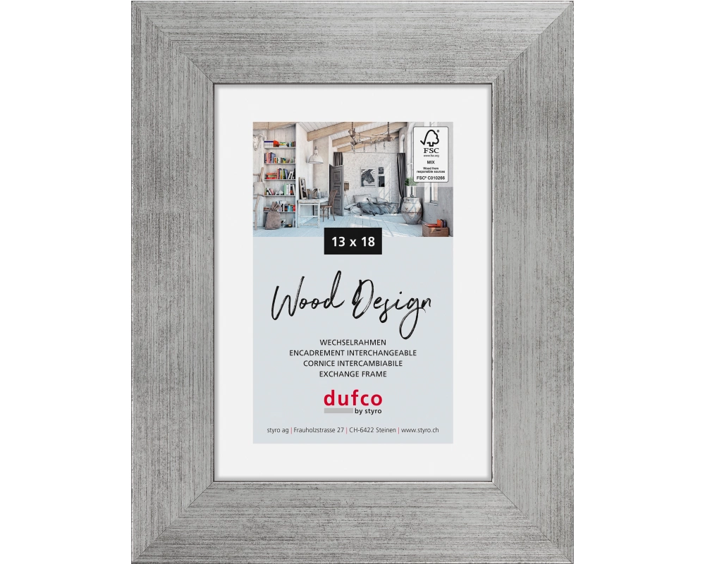 DUFCO Holz-Bilderrahmen 13x18cm 1610.80066 Larisis silber
