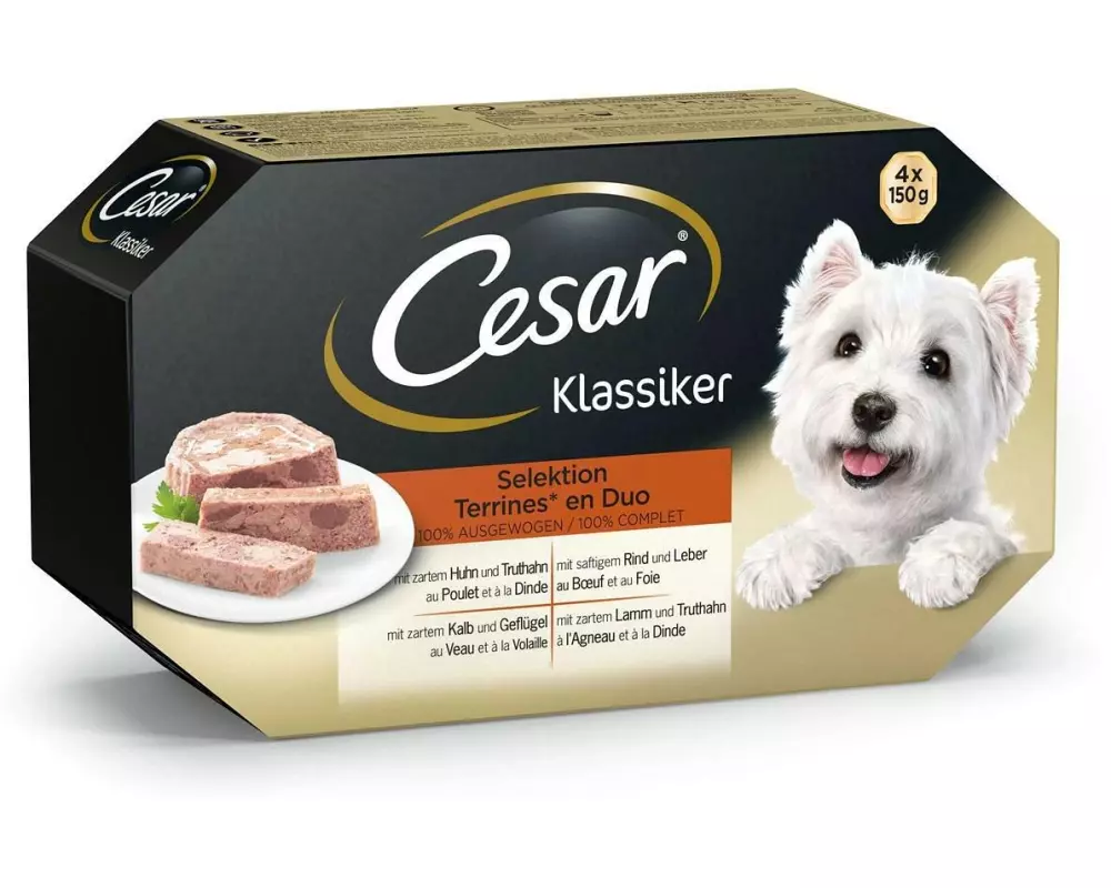 Cesar Nassfutter Klassik-Terrine Schale 4 x 150 g