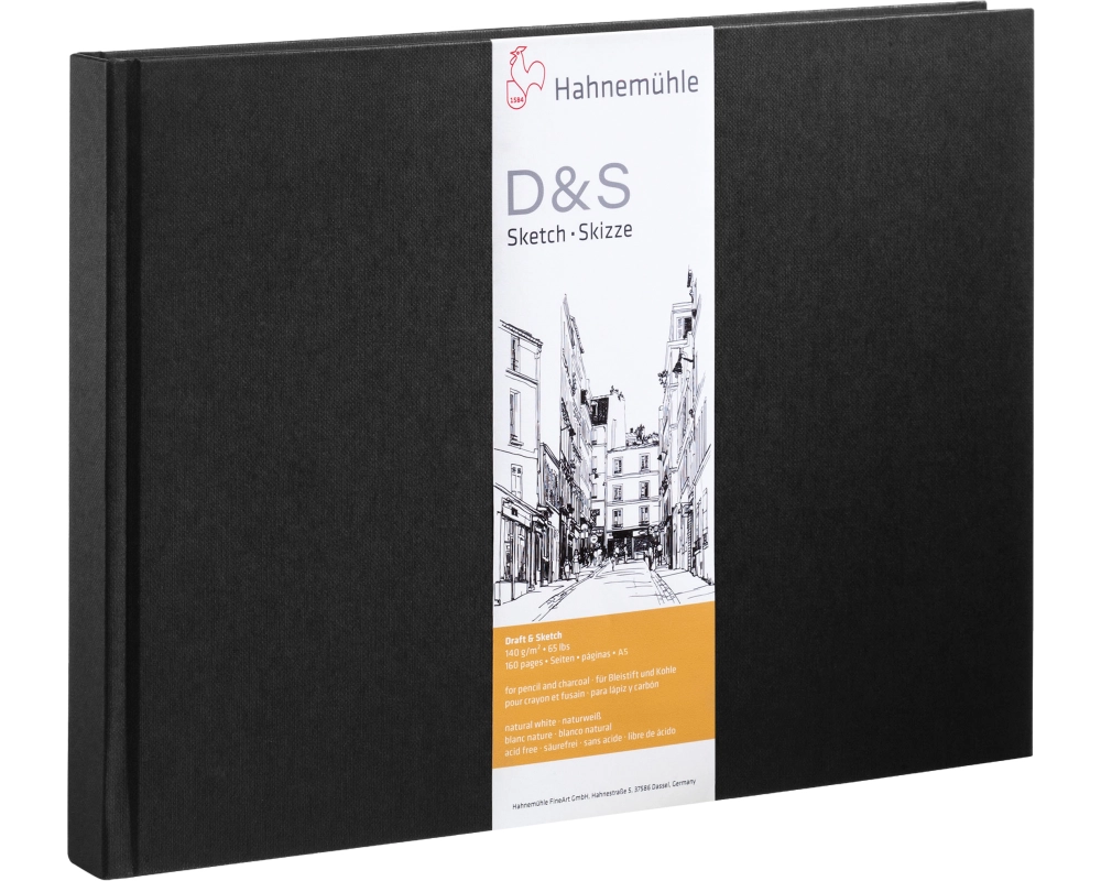 HAHNEMÜHLE Skizzenbuch D&S A5 quer 10628271 schwarz 80 Blatt
