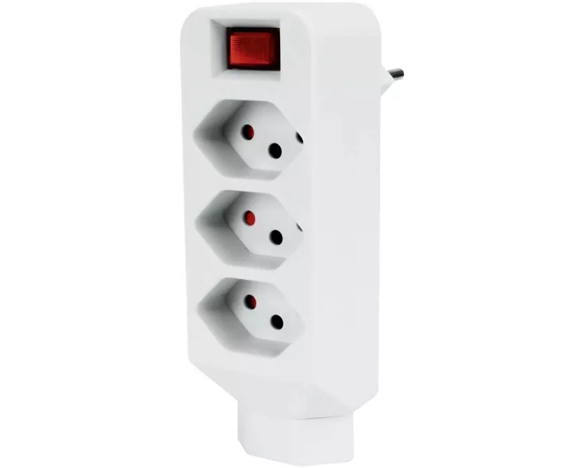 STEFFEN Mehrfachadapter 3 + 1x T13, Schalter, Weiss