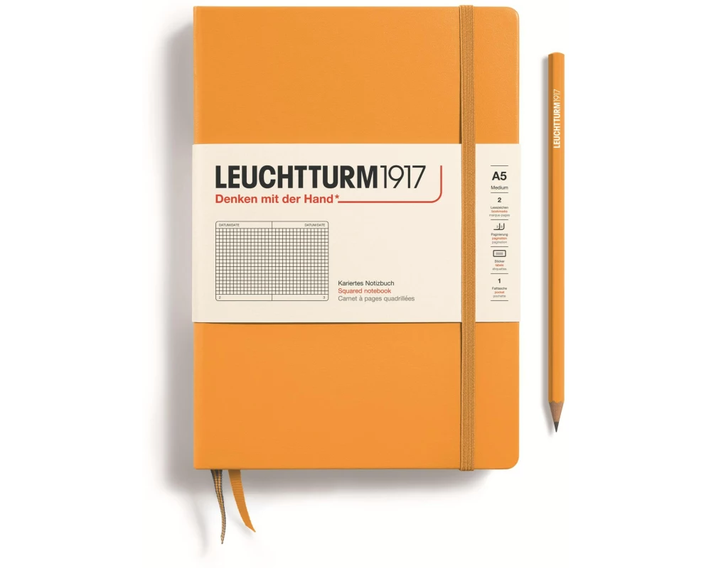 Leuchtturm Notizbuch Medium A5, Kariert, Orange