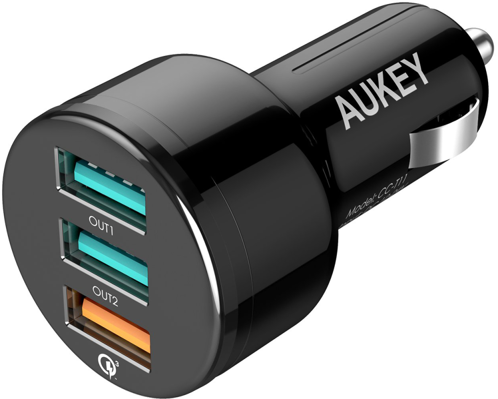 AUKEY Expedition CarCharger42W bl. CC-T11 3-Port,USB-type A QC3