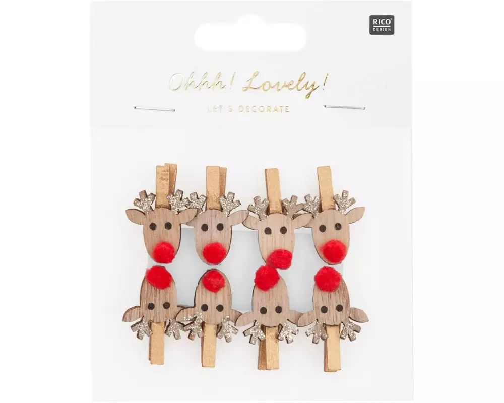Rico Design Weihnachtsdeko Rentier 8 Stück, Braun