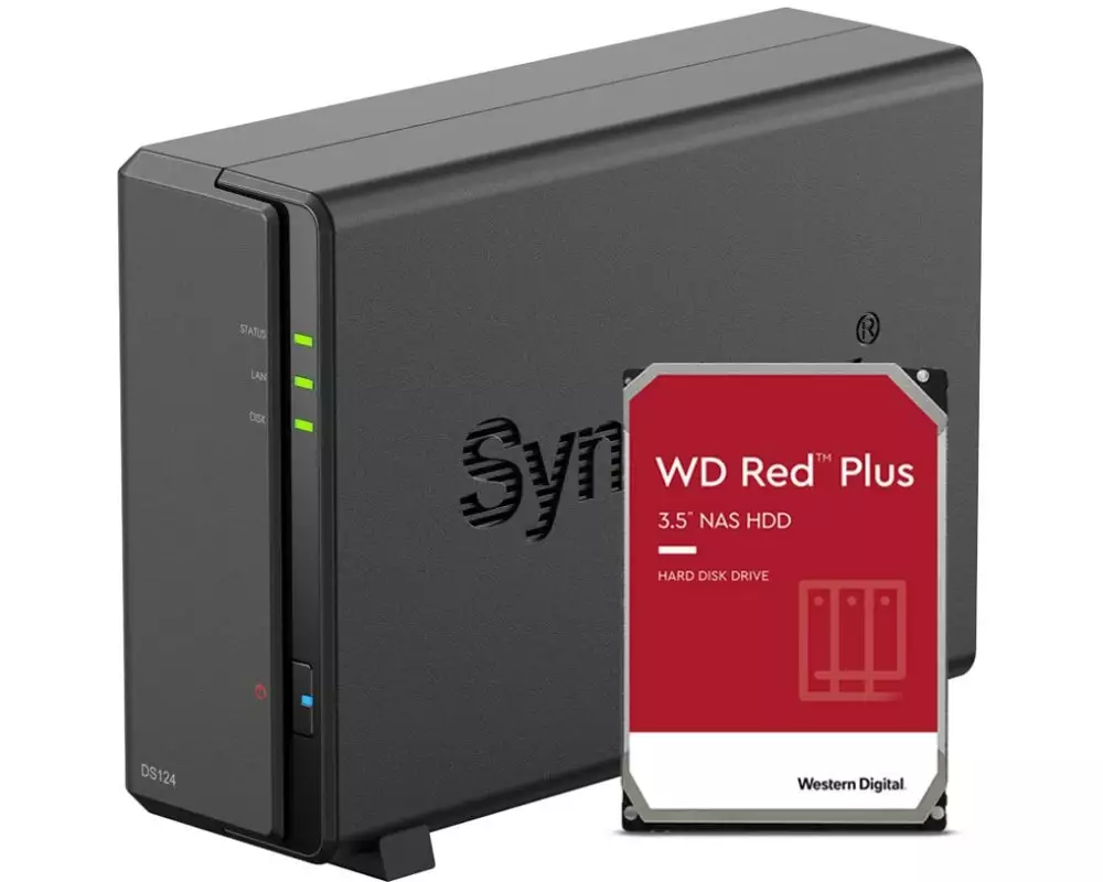 Synology NAS DiskStation DS124 1-bay WD Red Plus 2 TB