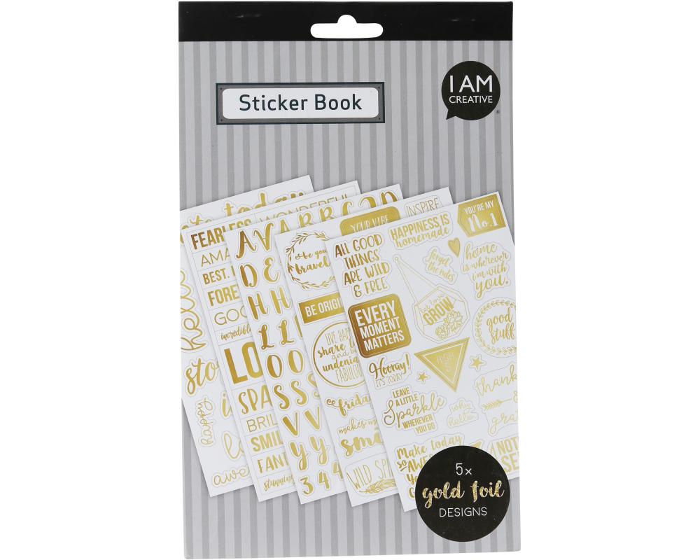 I AM CREATIVE Stickerbook 4087.474 Goldfolie klar, 5 Blatt