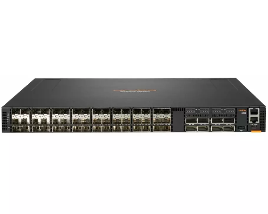 HPE Aruba 8325 Switch Bundle, 48 Port 25Gbit/s SFP/+/28, 8 Port 100Gbit/s QSFP+/28, 6 B-t-F Fans, 2 DC PSU