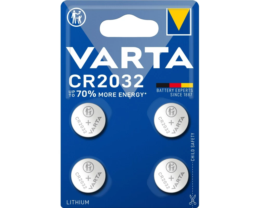 Varta Knopfzelle CR2032 , 4 Stück