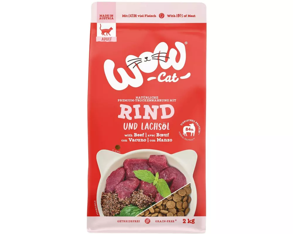 WOW Trockenfutter Cat Adult mit Rind 2 kg